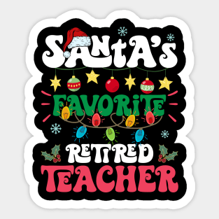 Santa's Favorite Retired Teacher Santa Hat Xmas Lights Christmas Sticker